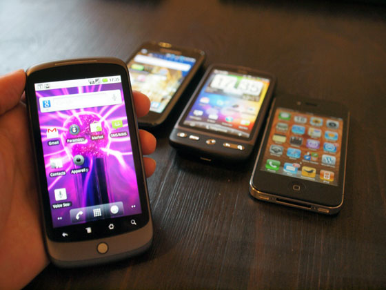 Nexus One - HTC Desire - Samsung Galaxy S Vibrant - iPhone 4