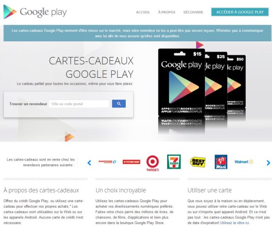 Les cartes-cadeaux Google Play sont maintenant offertes au Canada –  /techno